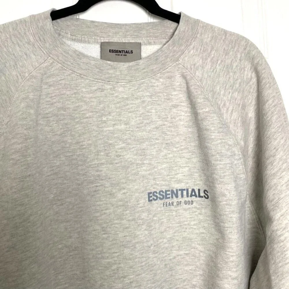 Essentials Fear Of God Heather Gray Sweatshirt Crew Neck Size Medium - Picture 4 of 9